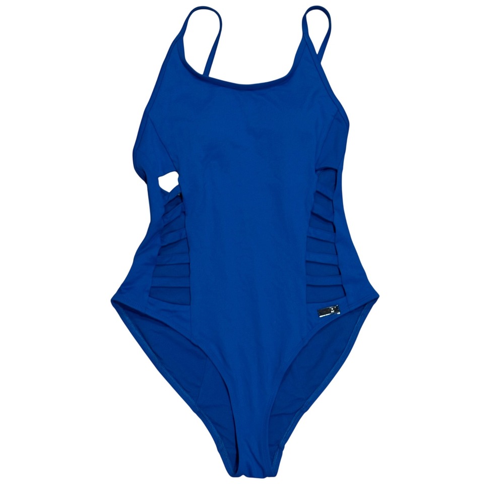 Gymshark One Piece Swimsuit Women Size S Blue Excellent Cutout Strappy SS19-S647